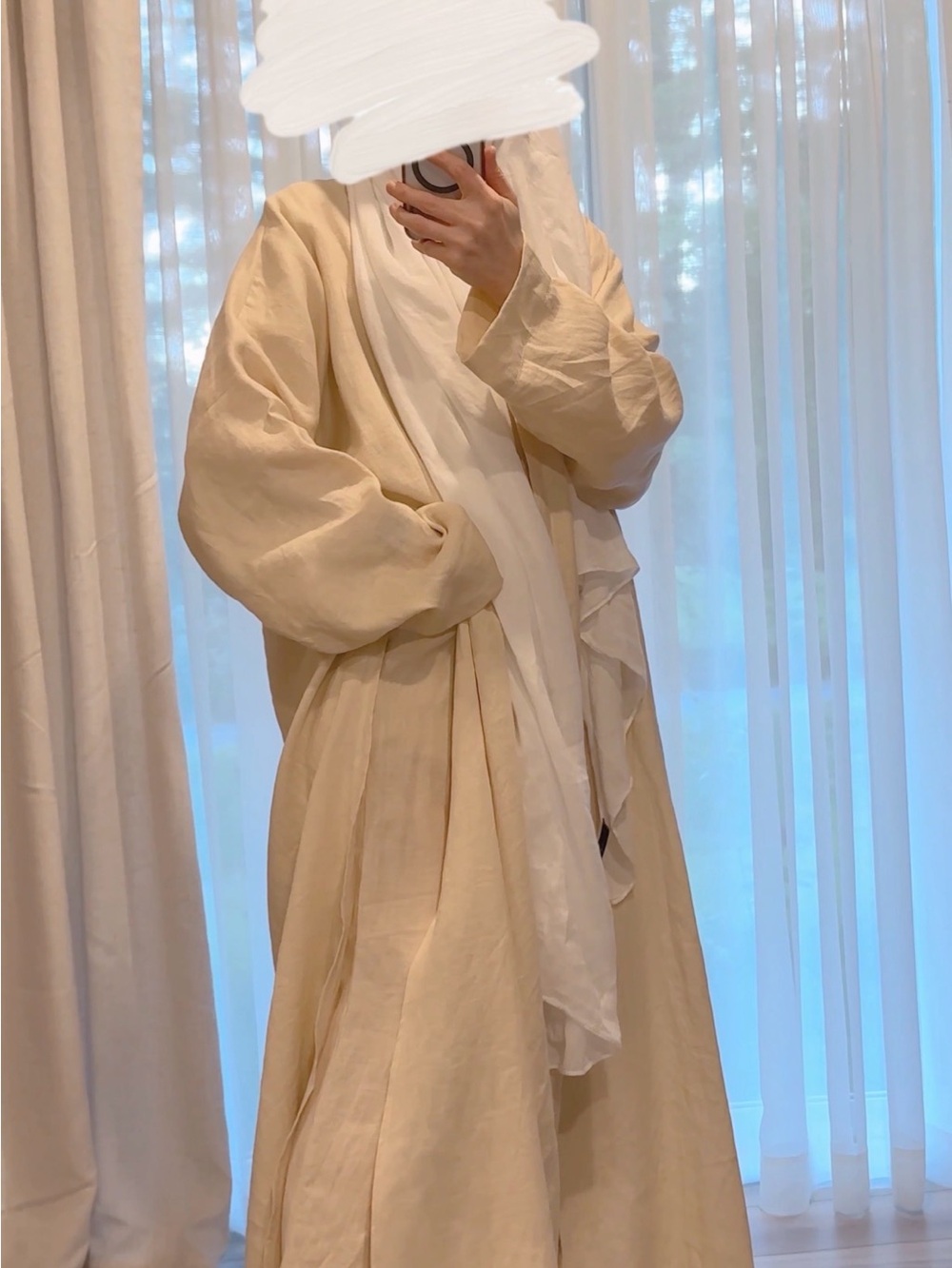 Pure Linen Abaya with Wide Pants (SET)